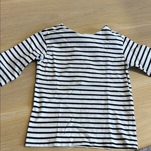 Jacadi Navy and White Striped Top with Gold Zipper